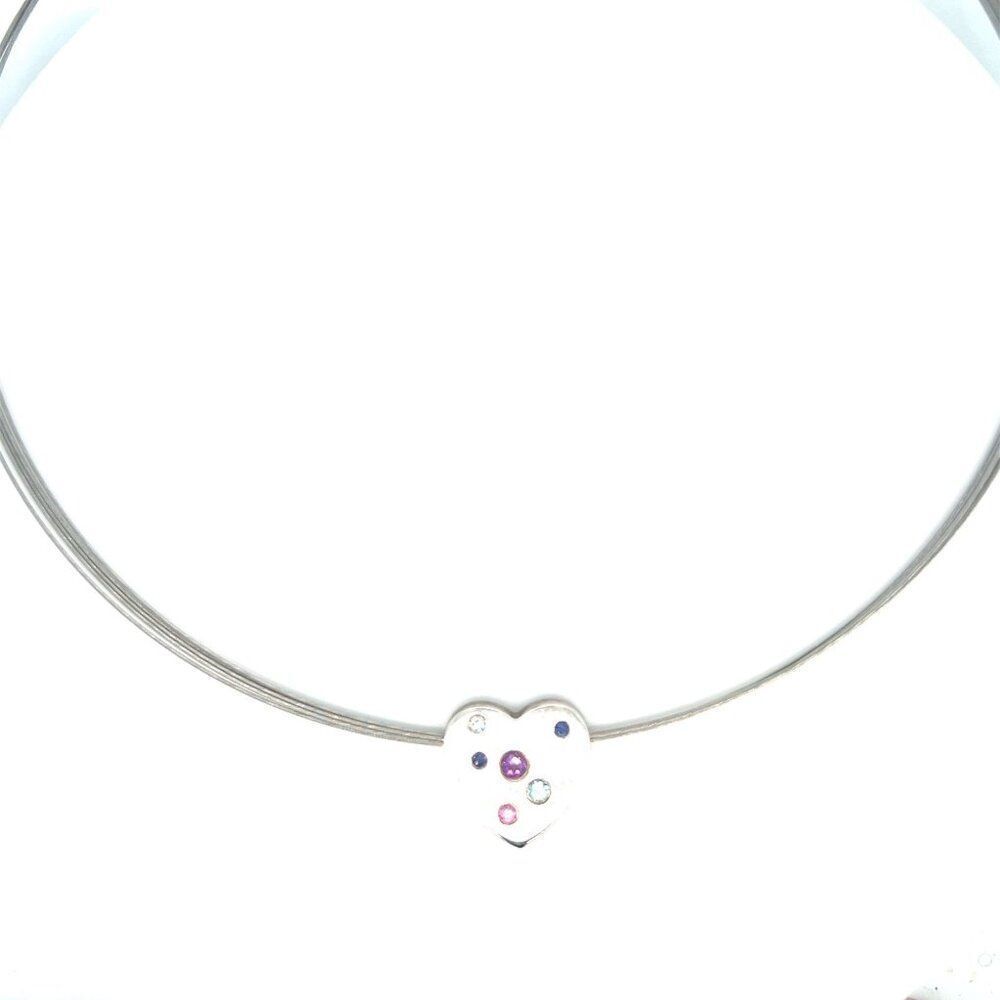 925 Silver Multi Stones Diamond Heart Pendant (Necklace)